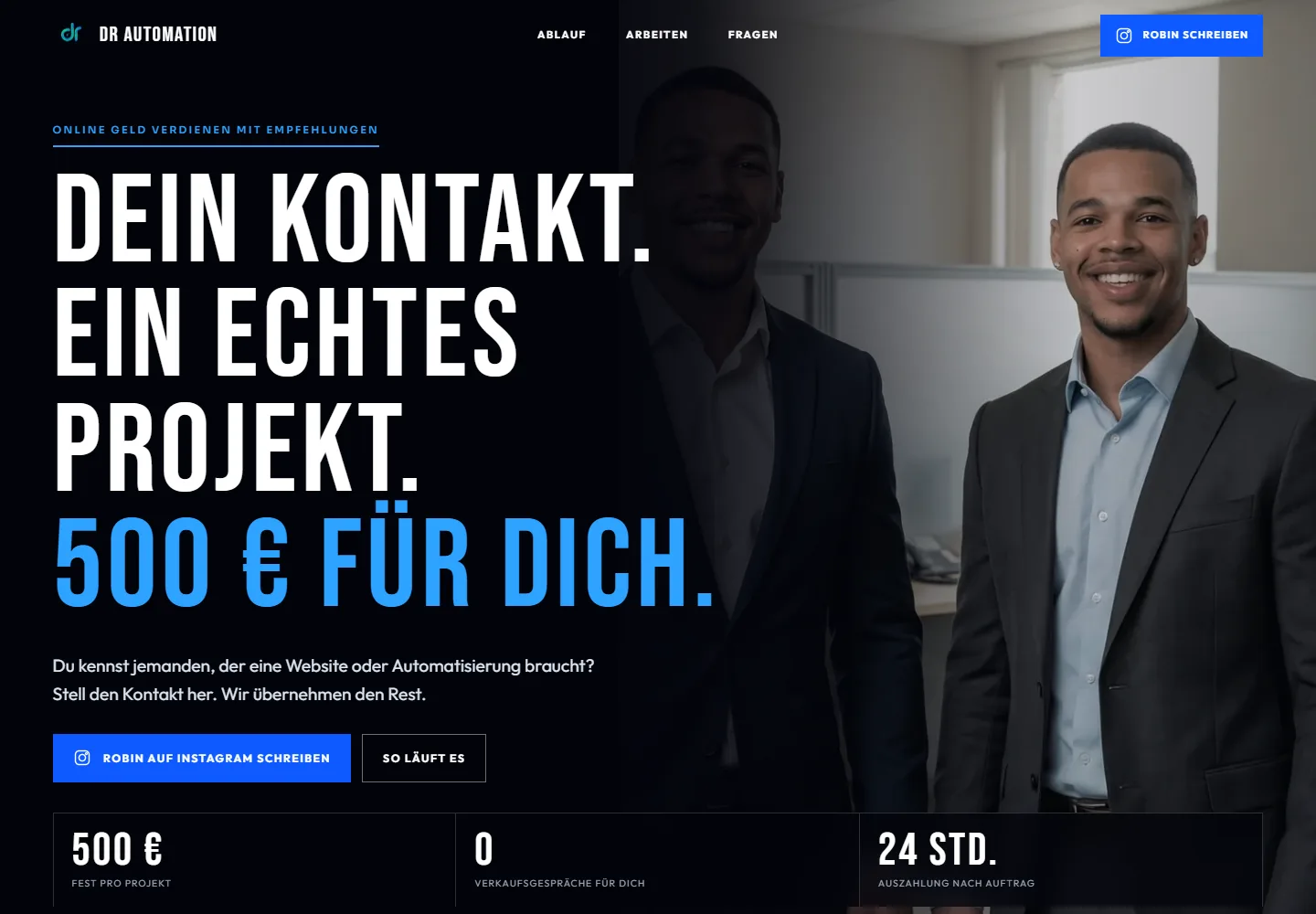 Dieser Partner-One-Pager auf Desktop und Smartphone